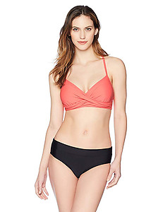 Coastal Blue Women's Active Swimwear Wrap Front Bra-Sized Underwire Bikini Top